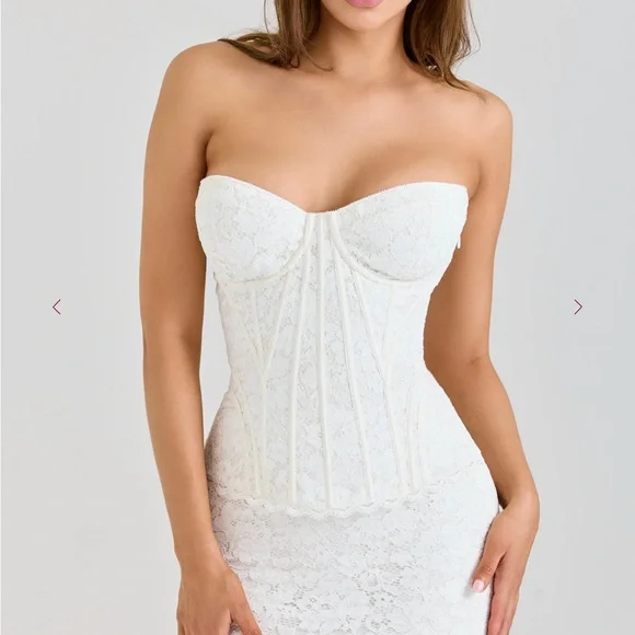 House of CB Solaine Ivory Lace Corset Maxi Dress - Picture 4 of 6